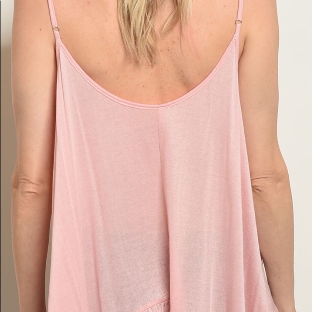 Mauve Pink Asymmetrical Crochet Detail Tunic Top - Picture 3 of 9